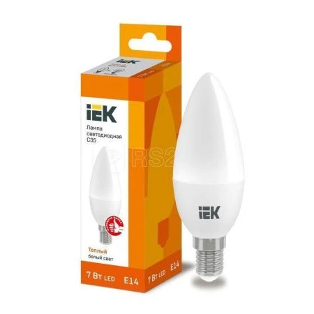 Лампа светодиодная стекло ECO CB35 свеча на ветру 7Вт 230В 3000К E14 IEK