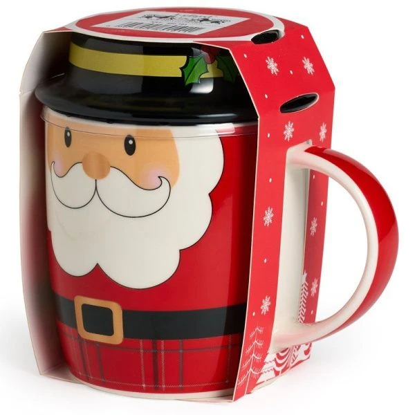 Кружка 355мл фарфор Winter Story Санта с крышкой (36)