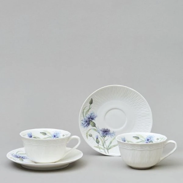 Чайный набор 4пр фарфор ВАСИЛЬКИ на 2 персоны 330мл (12)