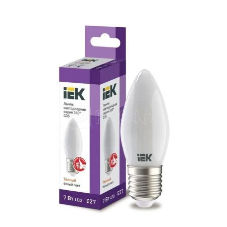 Лампа стекло LED C35 свеча матов. 7Вт 230В 3000К E27 серия 360° IEK