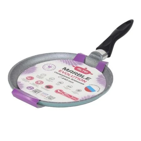 Сковорода блинная 24см алюминий АП Marble evolution silver с несъемной ручкой (12)