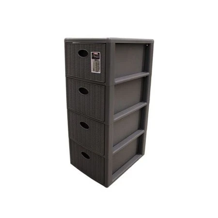 Комод 4-х секционный 38,5*29*80,5см пластик ЭЛЕГАНС Мини графитовый (1)