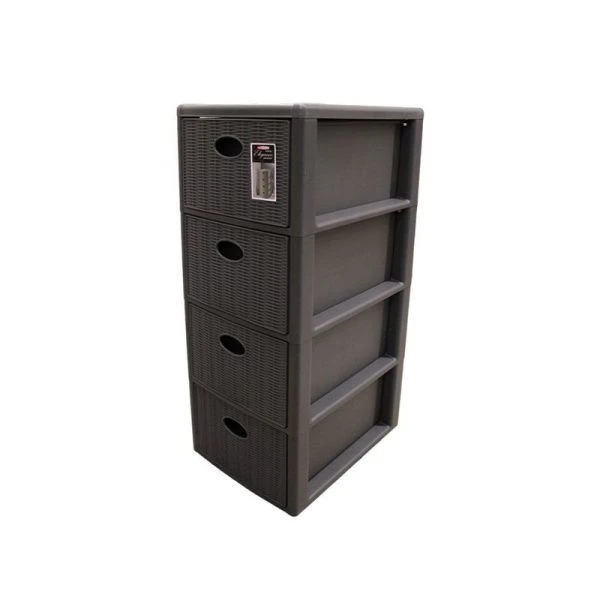 Комод 4-х секционный 38,5*29*80,5см пластик ЭЛЕГАНС Мини графитовый (1)