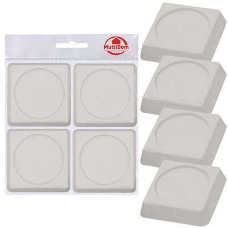 Подставки антивибрационные для стиральных машин/холодильников 4шт 6*6*1,5см квадратные белые ПТ76-143 (30)