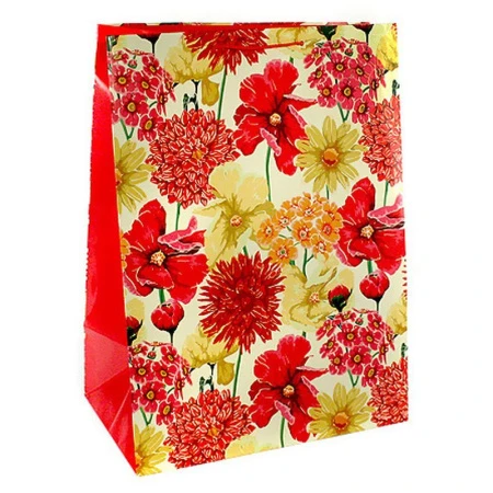 Пакет бумажный 40*55*24см вертикальный глянцевый Цветы-фест 26/120 (12/144)