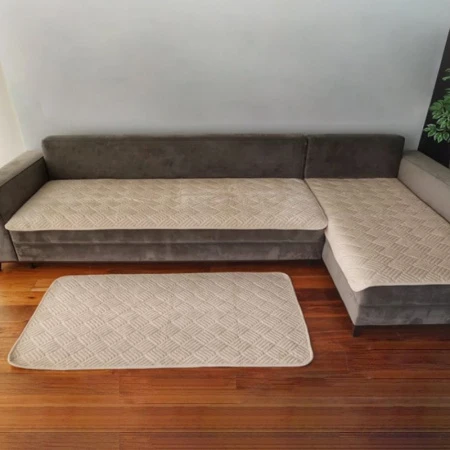 Набор накидок для дивана 3пр 90*210/90*160*2 велюр молочный/крем