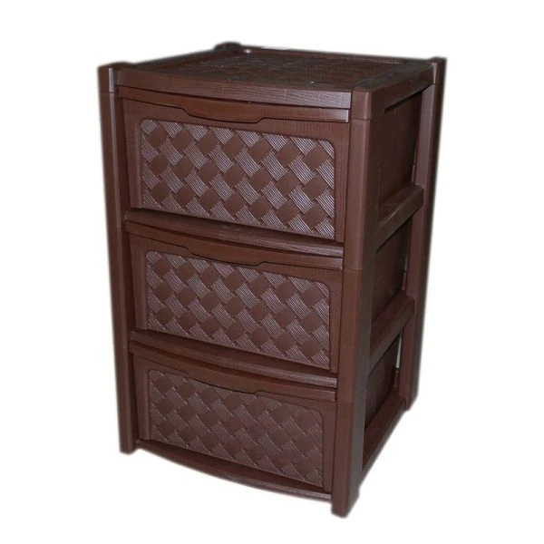 Комод 3-х секционный 39*39*62,5см пластик ВИОЛА коричневый (1)