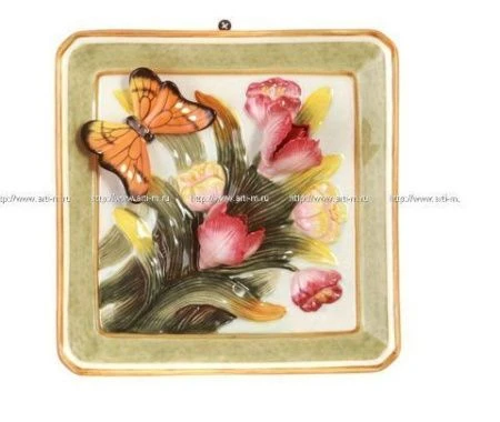 яяяТарелка декоративная настенная керамика 20*21*2,5см без подставки (24)