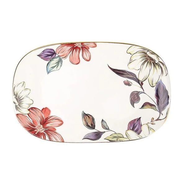 Блюдо сервировочное 30*19*3см фарфор отводка золотом ОЛЕАНДР (12)