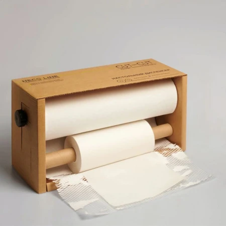 Набор упаковочной бумаги в диспенсере (сотовая крафт бел.50см*150м (252м), тишью бел. 28см*250м) (1)