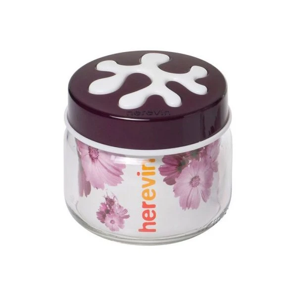 Банка для сыпучих продуктов 400мл стекло HEREVIN фиолетовая h85 (24)