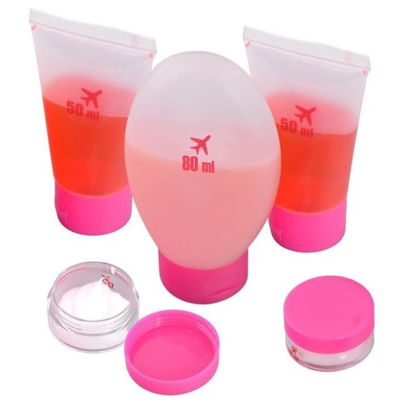 Дорожный набор 5пр (3 флакона 50/50/80мл, 2 баночки 10мл) пластик в косметичке Круиз (12/144)