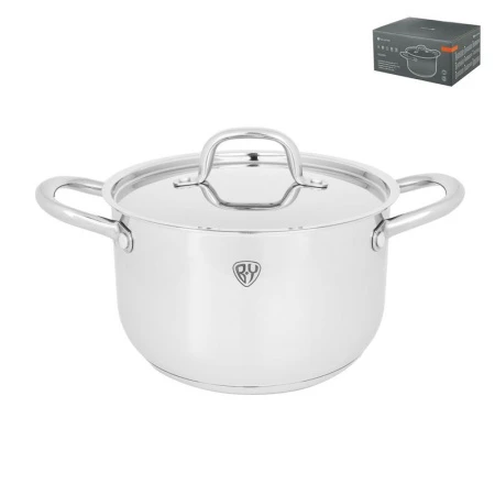 Кастрюля 5л нерж.сталь ПРОМО со стекл.крышкой 22*13,5см индукция (4)