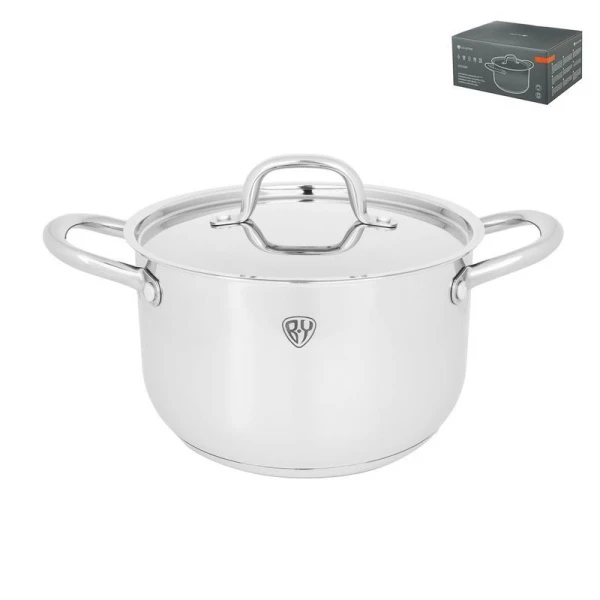 Кастрюля 5л нерж.сталь ПРОМО со стекл.крышкой 22*13,5см индукция (4)