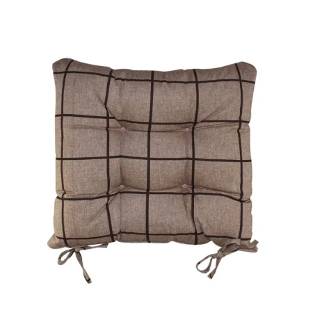 КВАДРАТ КОРИЧНЕВЫЙ Сидушка на стул (табурет) лён 40*40(+-5 см) с завязками LeSonnet арт. 2 ВЫВОД