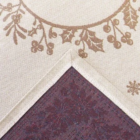 Скатерть новогодняя 140*180см гобелен НИДЕРЛАНДЫ бежевый орнамент серебряный люрекс