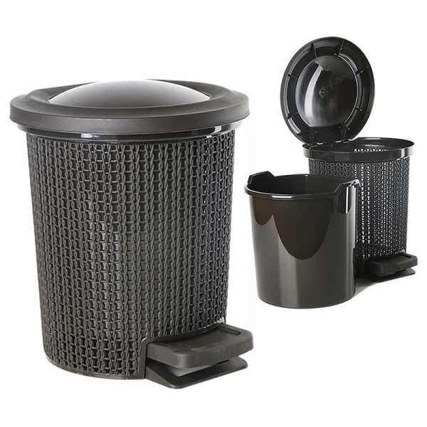 Контейнер для мусора 6л пластик Soul венге с педалью (2)