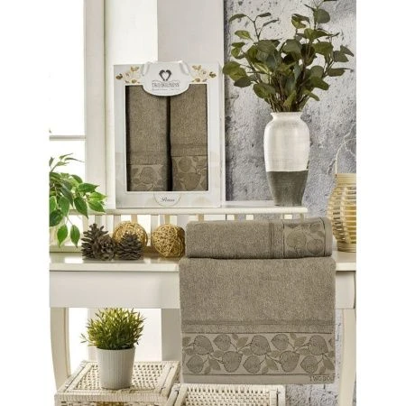 Набор полотенец махровые 2пр 50*90/70*140см TWO DOLPHINS PENZA серый 380гр подар.уп.