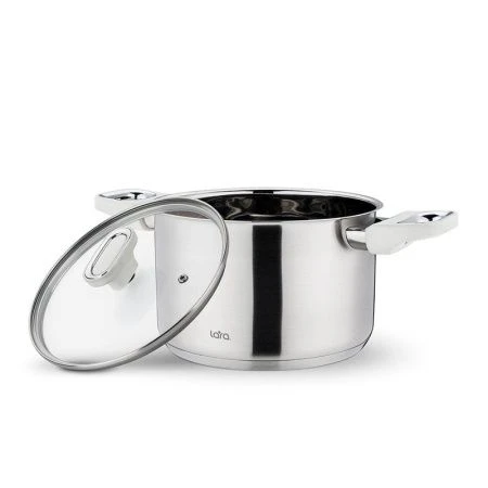 Кастрюля 5,1л нерж.сталь ФЛОРА стекл.крышка 22см, h13,5см индукц.капс.дно LR02-259 (4)