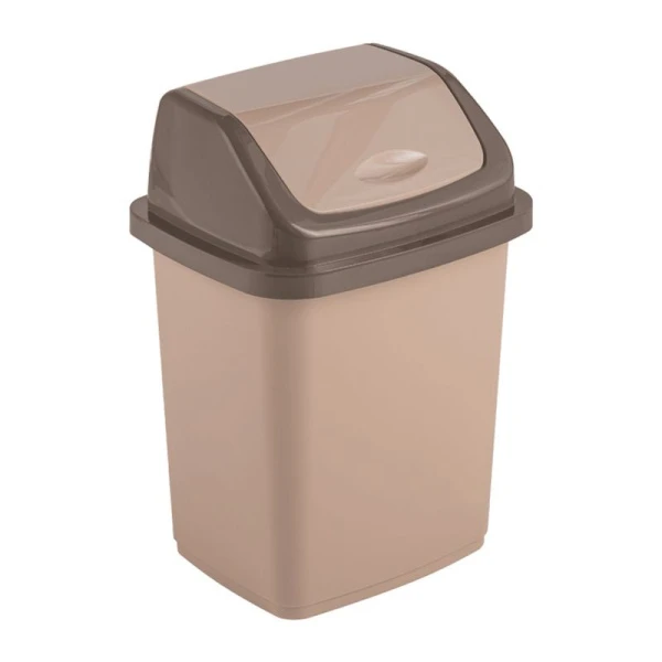Контейнер для мусора 18л 31*27,5*33,5см пластик КОМФОРТ капучино с подвижной крышкой (12)
