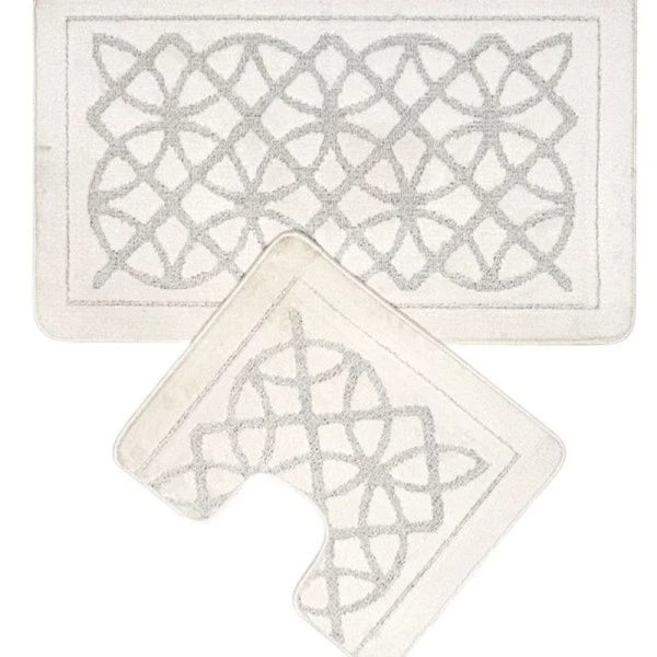 Набор ковриков в ванную 2пр 60*100/50*60 полипропилен MAXIMUS 6957 ECRU слон.кость 2517