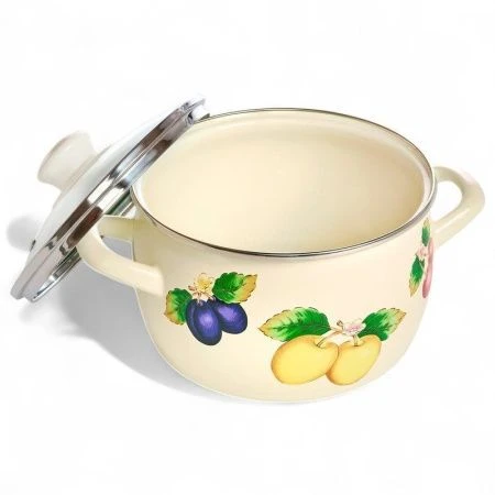 Кастрюля 2,2л эмаль ФРУКТОВОЕ АССОРТИ эксклюзив со стекл.крышкой (8)