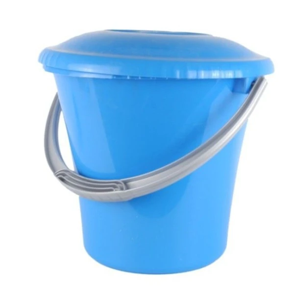 Ведро 5л пластик ЛИБЕРТИ голубое с крышкой  (15)