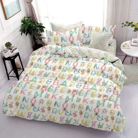 КПБ 1,5сп поплин 100% хлопок Lime Time TEENS (пр.150*220, под.145*215, нав.70*70) рис. Алфавит