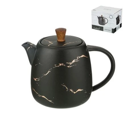 Чайник заварочный 850мл фарфор ЗОЛОТОЙ МРАМОР черный (36)