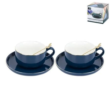 Чайный набор 4пр фарфор Royal line. Mindnight Blue на 2 персоны 350мл с ложками подар.у