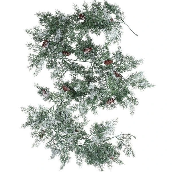 Ветка еловая искусственная 178см заснеженная с шишками SDTT108A (25/100)