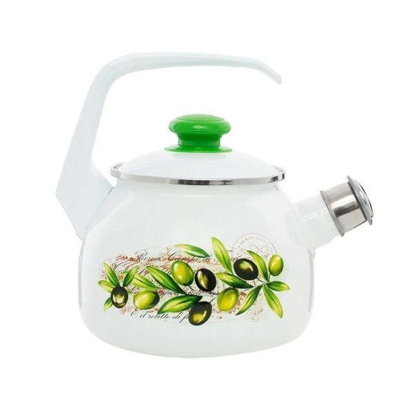 Чайник со свистком 2,5л эмаль ОЛИВА ТАСКАНЫ (4)