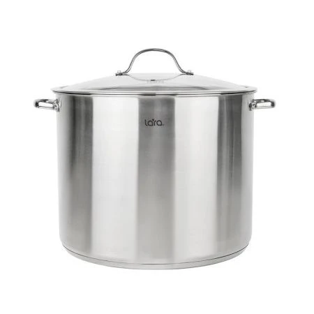 Кастрюля 28,5л h28см нерж.сталь АТЛАНТ стекл.крышка 36см 5-ти сл.капс.индукц.дно LR02-904