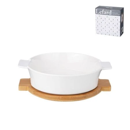 Салатник 21,9*18,1*6,2см фарфор Native на дерев подставке с ручками (18)