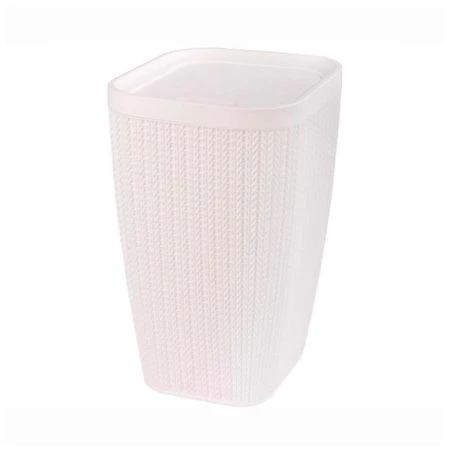 Контейнер для мусора 10л 230*200*300мм пластик ВЯЗАНОЕ ПЛЕТЕНИЕ бежевый (3)
