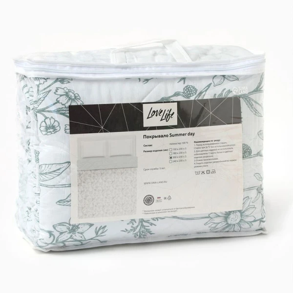 Покрывало евро 200*230±5 жатка 100% п/э LoveLife Summer day