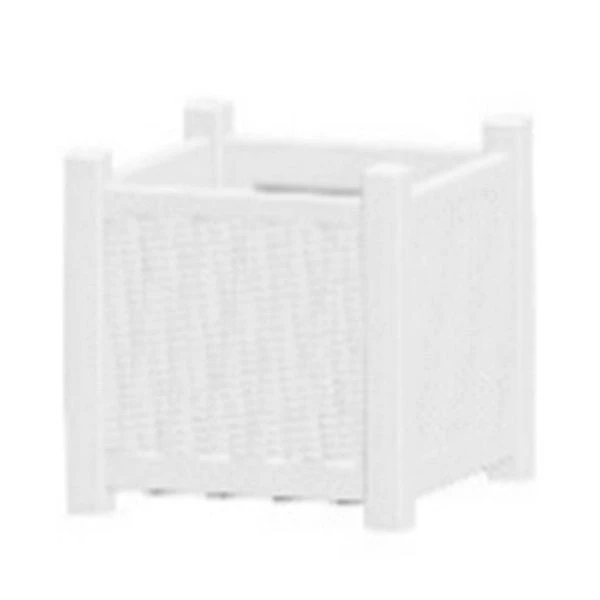 Кашпо 70л 530*530*470мм пластик ПРОВАНС плетеное квадратное белое (1)