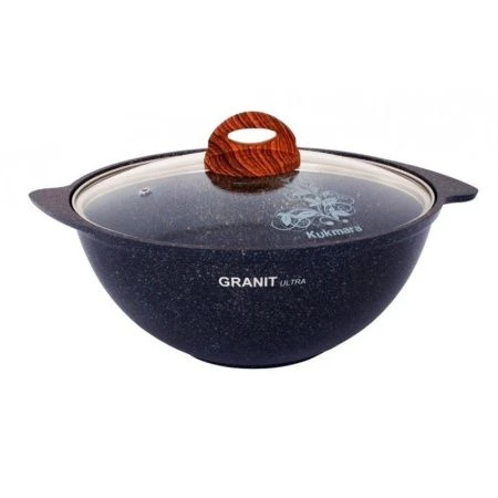 Казан для плова 4,5л алюминий АП GRANIT ULTRA Blue со стекл.крышкой (4)