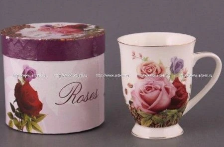 Кружка 350мл фарфор БУКЕТ РОЗ (36)