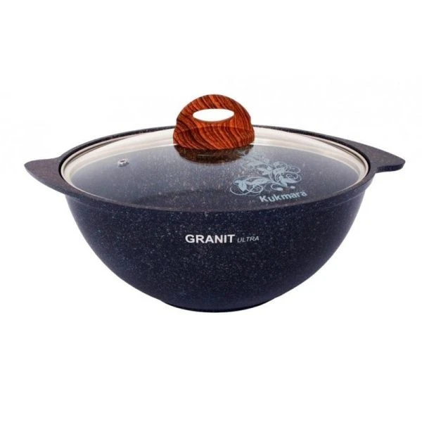 Казан для плова 4,5л алюминий АП GRANIT ULTRA Blue со стекл.крышкой (4)