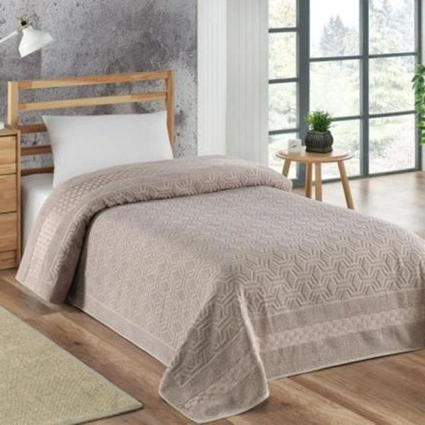 Простыня махровая 160*220 жаккард METEOR AZOR коричневый A231 в коробке