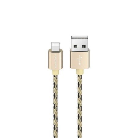Кабель пластик Borofone BX24, Lightning - USB, 2.4А, 1м нейлоновая оплётка золотистый (648)