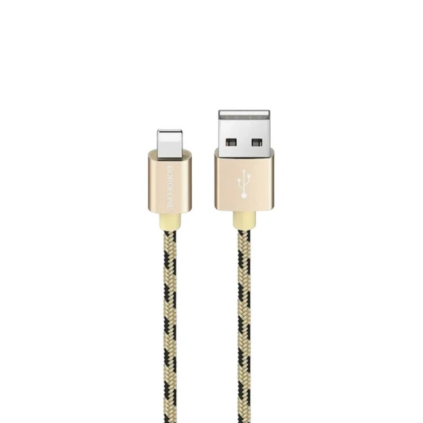 Кабель пластик Borofone BX24, Lightning - USB, 2.4А, 1м нейлоновая оплётка золотистый (648)