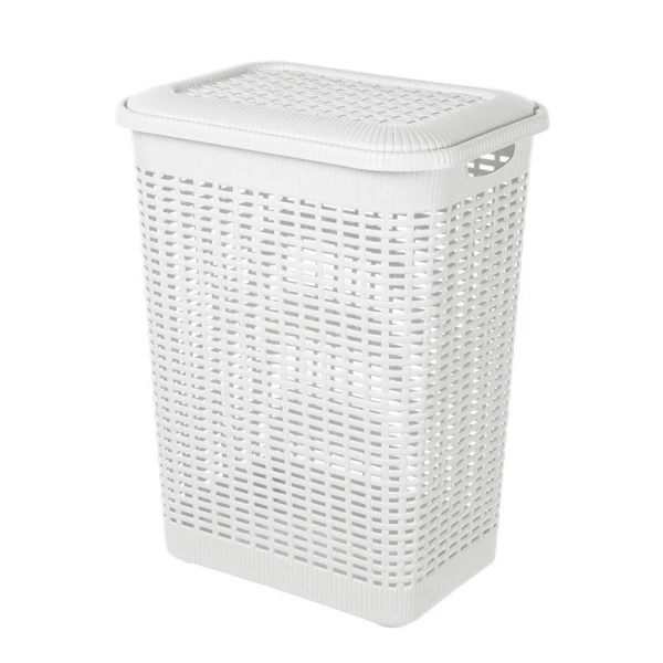 Корзина для белья 50л 42*31*56см пластик белая (6)