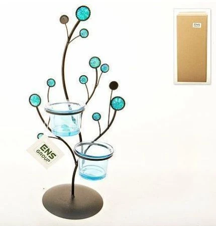 Подсвечник декоративный для 2-х свечей Бирюза 16*11,5*34,5см  (12)