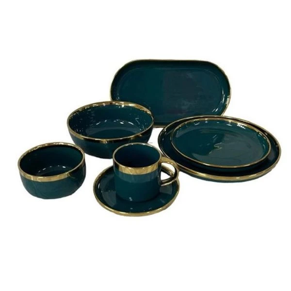 Столовый набор 39пр керамика GRAZIA темно-зеленый