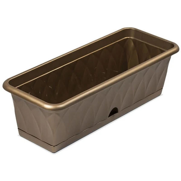 Балконный ящик 576*228*174мм пластик СИЕНА с поддоном золотой С173-03-ЗОЛ (5)