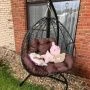 Кресло подвесное Для двоих с ротангом 120*125*190см металл коричневое коричневая подушка (max нагр. 160кг)