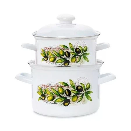 Набор кастрюль 2пр 2/3л эмаль ОЛИВЫ ТОСКАНЫ цилиндрический (1)