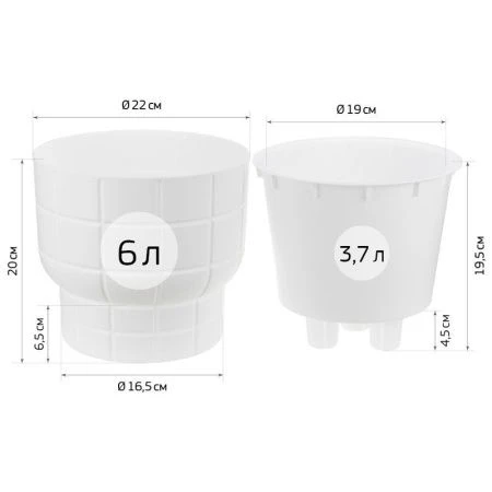 Кашпо 3,7л 220мм пластик КАРЕ со вставкой кремовый (9)